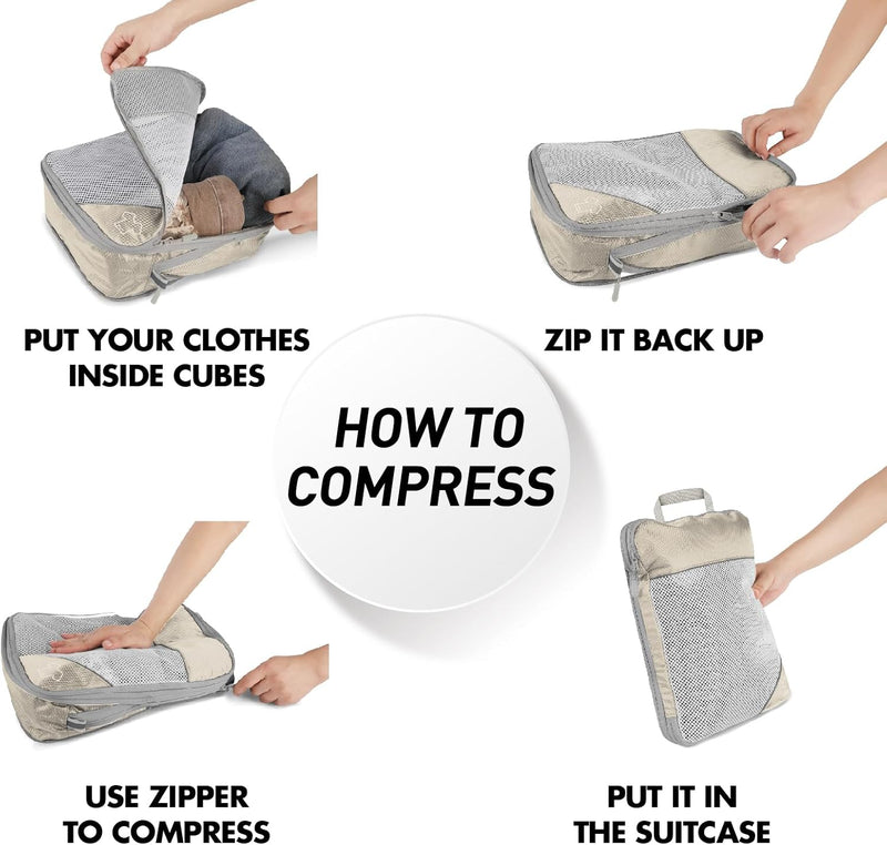 9pcs Expandable Compression Packing Cubes Set – Travel Organiser Bags