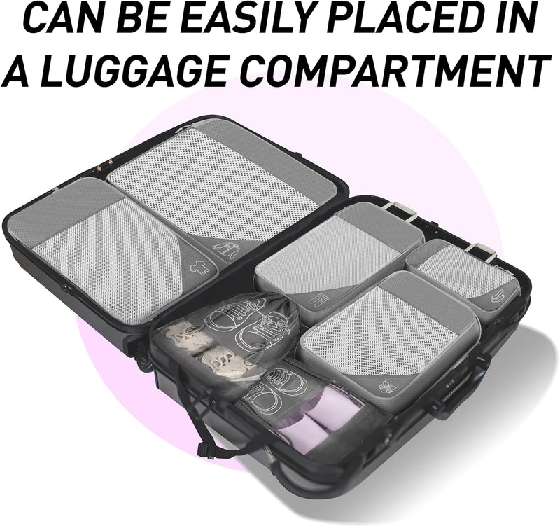 9pcs Expandable Compression Packing Cubes Set – Travel Organiser Bags