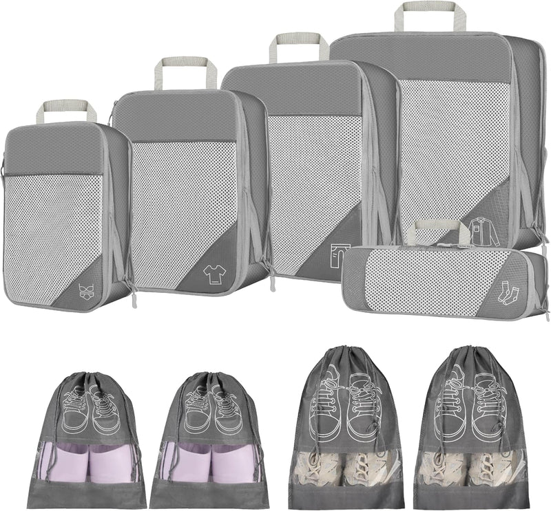 9pcs Expandable Compression Packing Cubes Set – Travel Organiser Bags