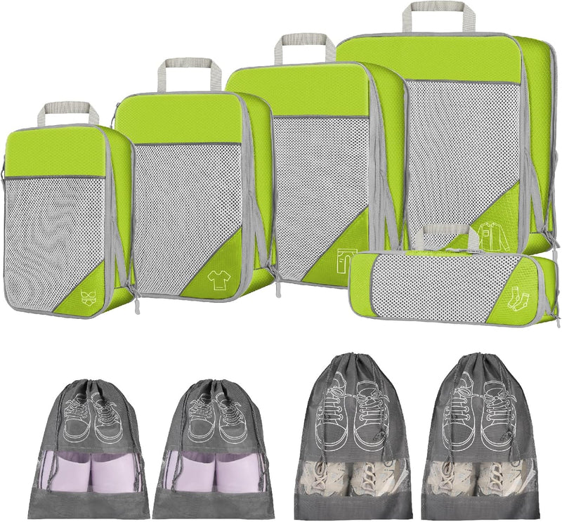 9pcs Expandable Compression Packing Cubes Set – Travel Organiser Bags