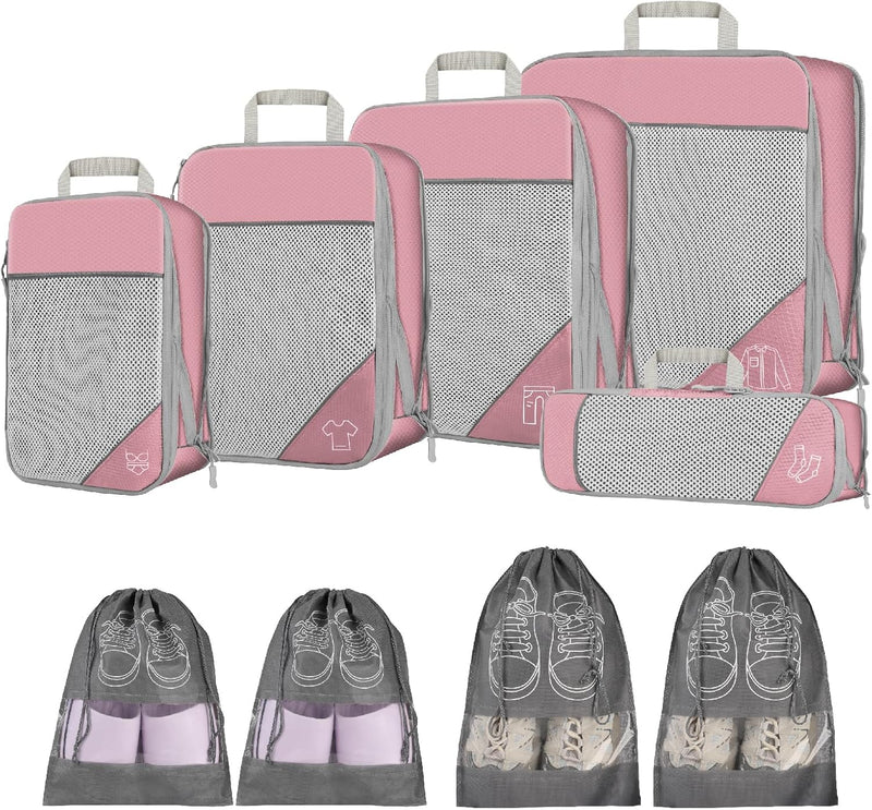 9pcs Expandable Compression Packing Cubes Set – Travel Organiser Bags
