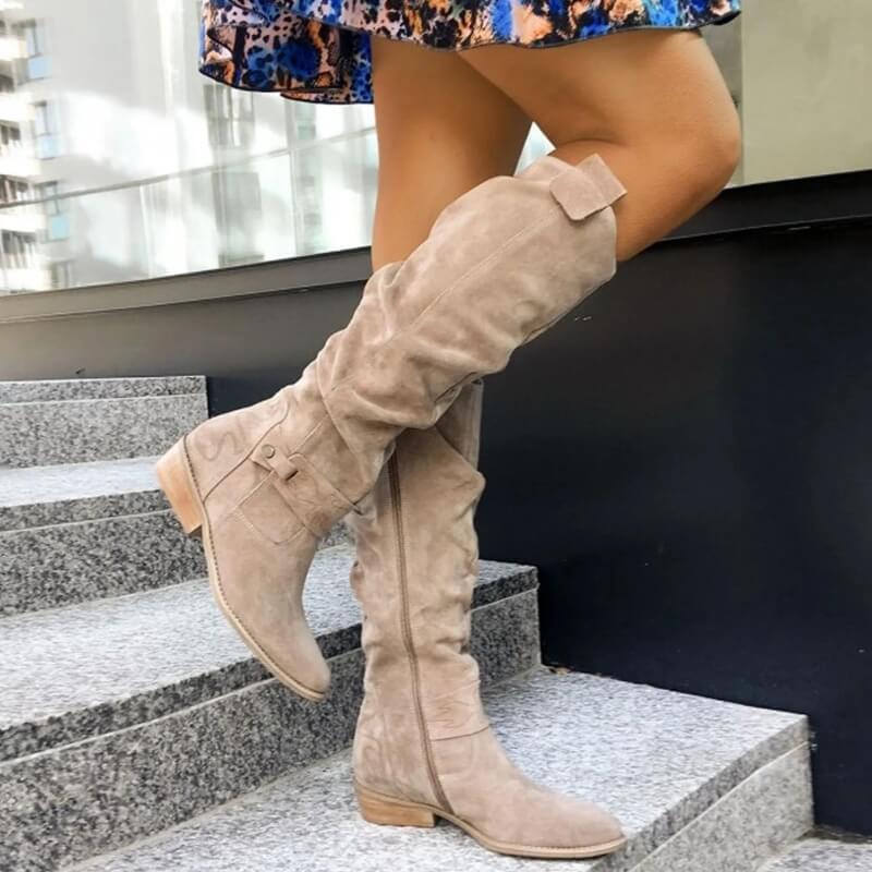 Ladies' suede look ankle boots with block heel – Elinor