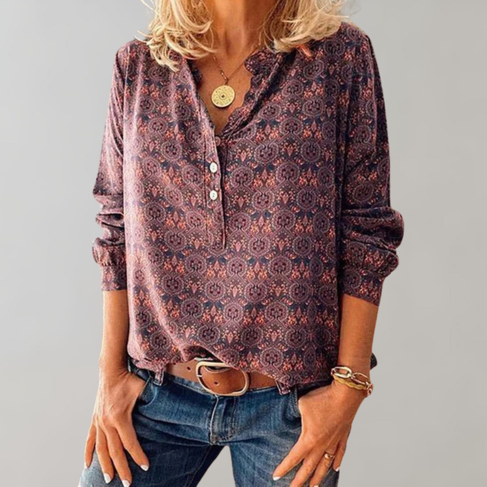 Ladies Vintage Summer Blouse made of Polyester – Selina