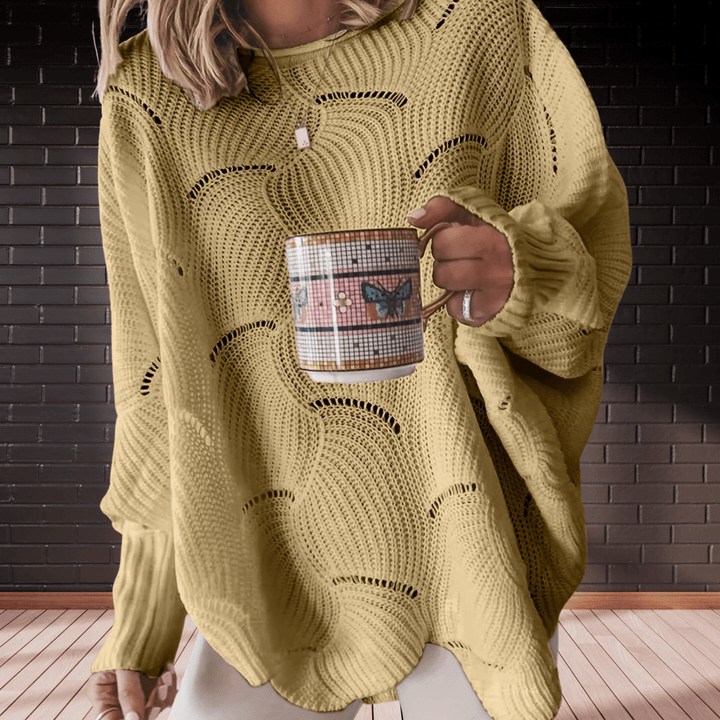 Ladies' autumn jumper made from ribbed fabric with an asymmetric hem – Annelie