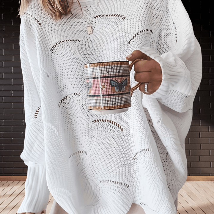 Ladies' autumn jumper made from ribbed fabric with an asymmetric hem – Annelie
