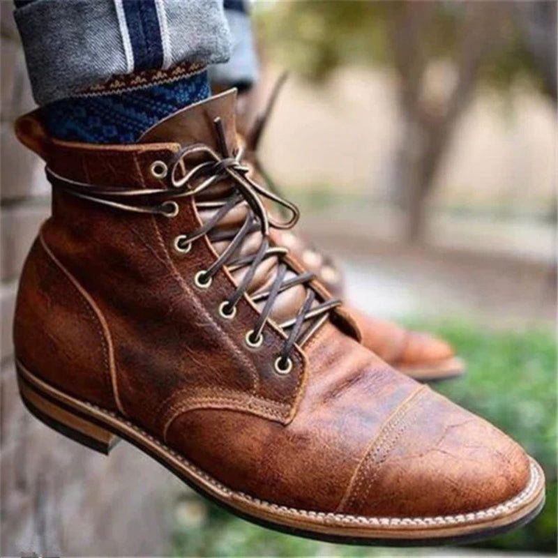 Men's retro lace-up waterproof boots with anti-slip sole – Damian