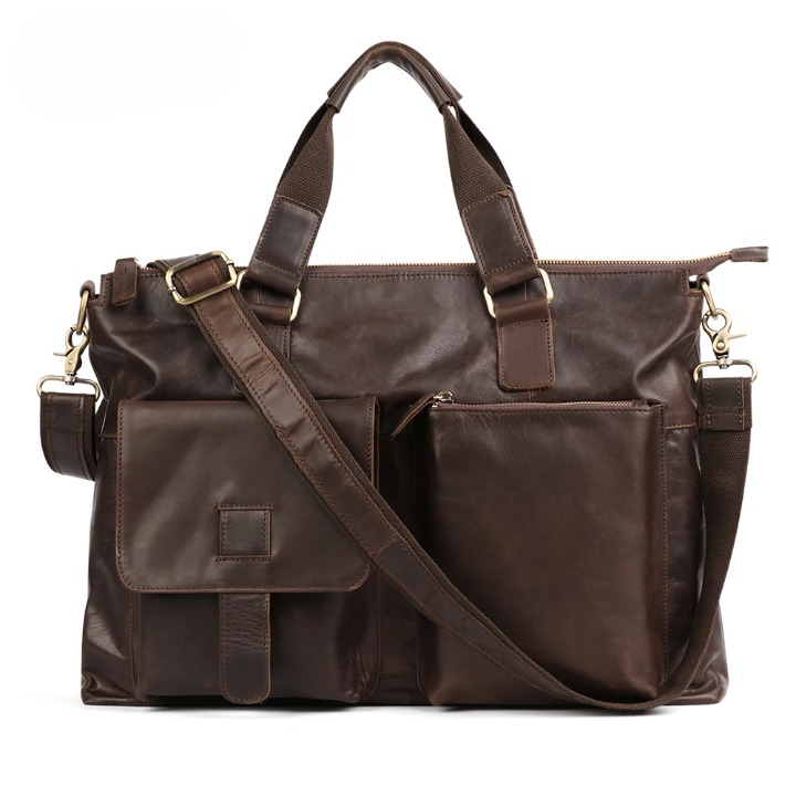 Large Genuine Leather Vintage Laptop Briefcase