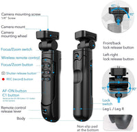 Wireless Tripod Grip with Remote Control for Camera Zoom & Recording – Navoris