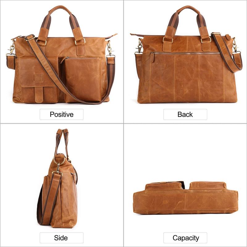 Large Genuine Leather Vintage Laptop Briefcase