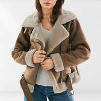 Ladies' Fleece Sherpa Bomber Jacket with Zip – Amira