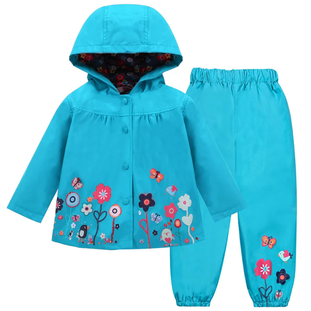 Children's Rain Jacket Set waterproof & windproof with hood and trousers – Liora