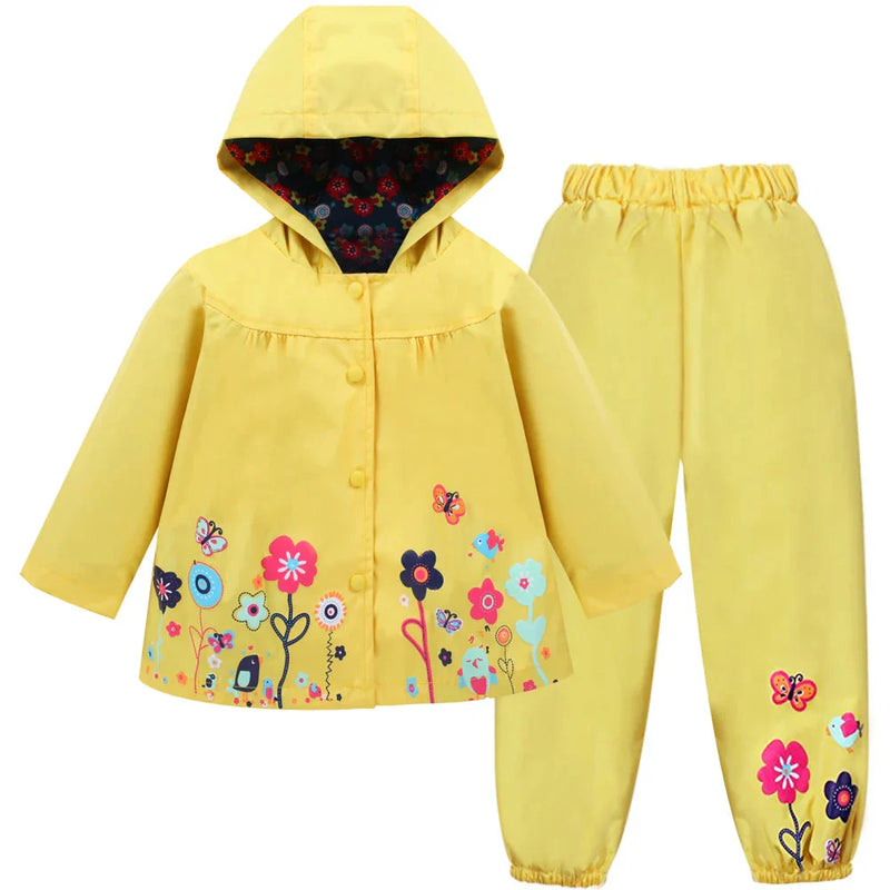 Children's Rain Jacket Set waterproof & windproof with hood and trousers – Liora