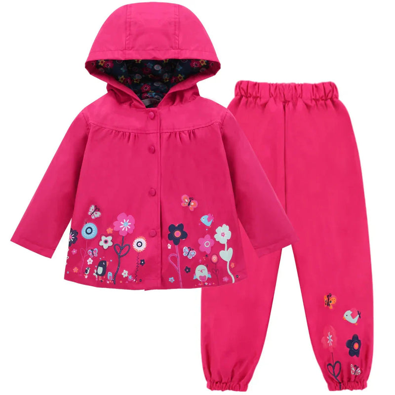 Children's Rain Jacket Set waterproof & windproof with hood and trousers – Liora