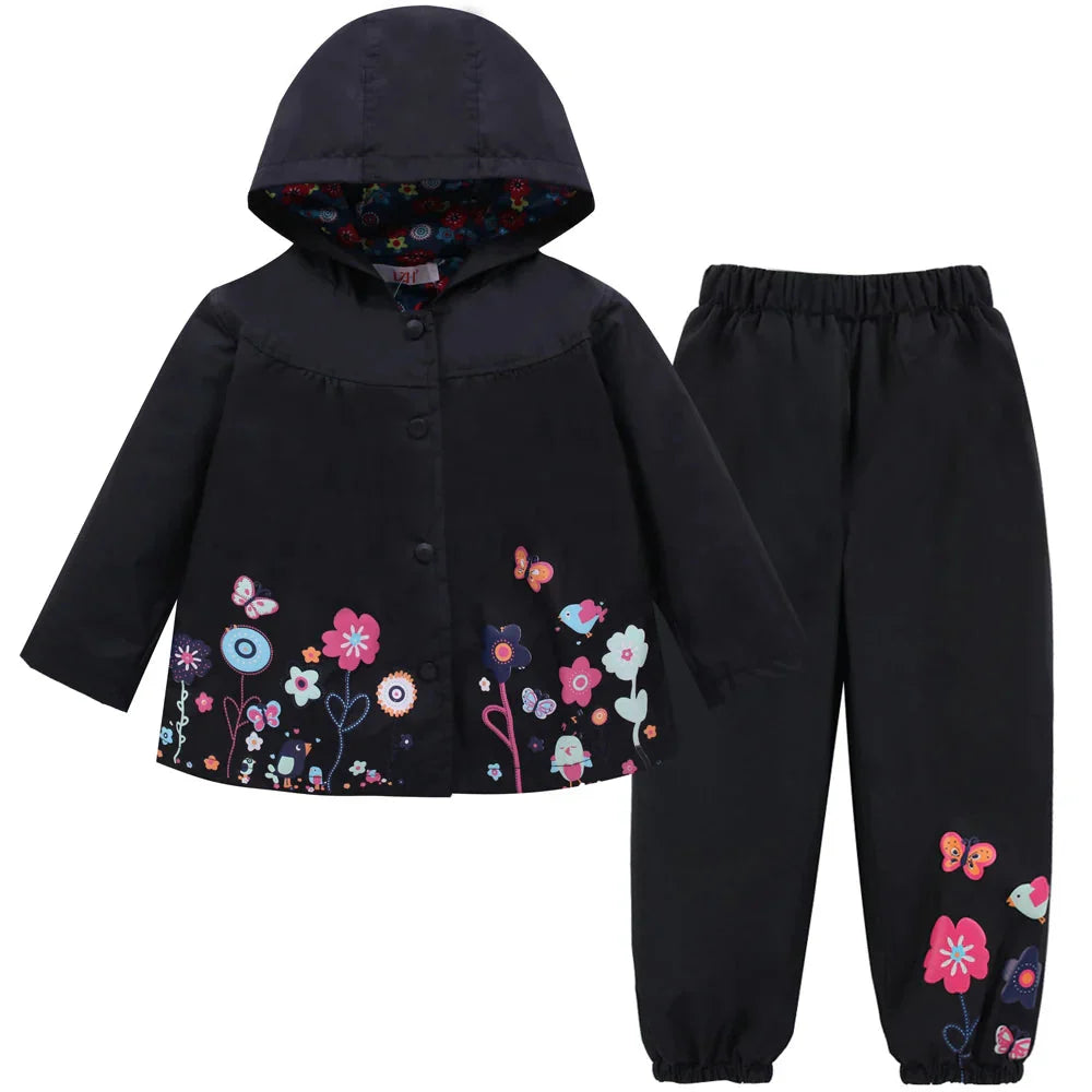 Children's Rain Jacket Set waterproof & windproof with hood and trousers – Liora