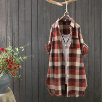 Ladies' Checked Long Blouse with Loose Fit – Rowen