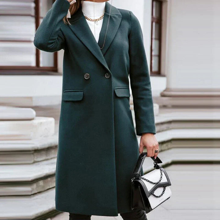 Long women's coat with button placket – Helena