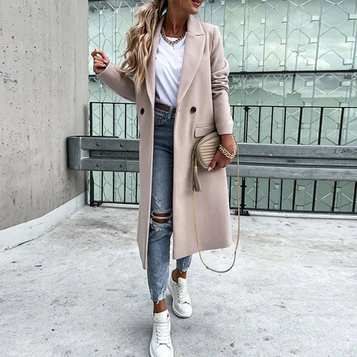 Long women's coat with button placket – Helena