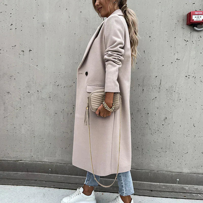 Long women's coat with button placket – Helena