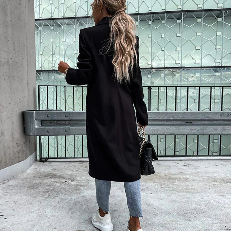 Long women's coat with button placket – Helena