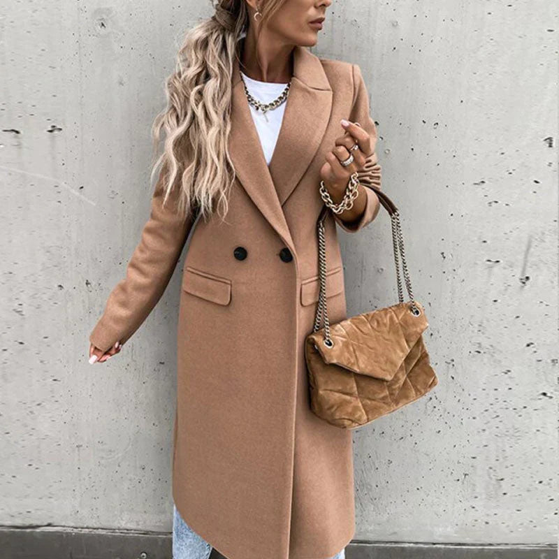 Long women's coat with button placket – Helena