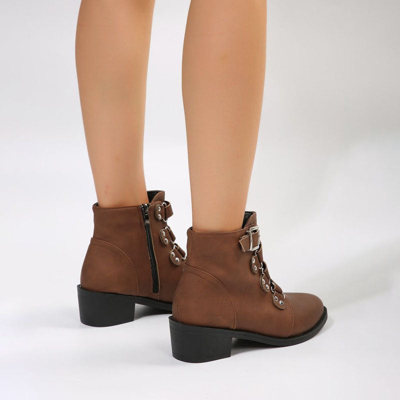 Ladies' ankle boots with block heel in vintage look – Yolisa