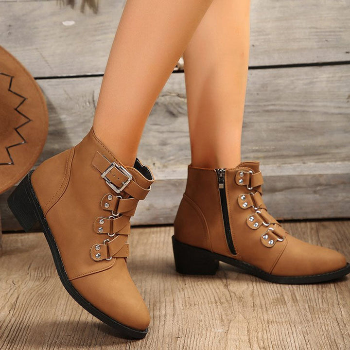 Ladies' ankle boots with block heel in vintage look – Yolisa