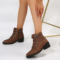 Ladies' ankle boots with block heel in vintage look – Yolisa