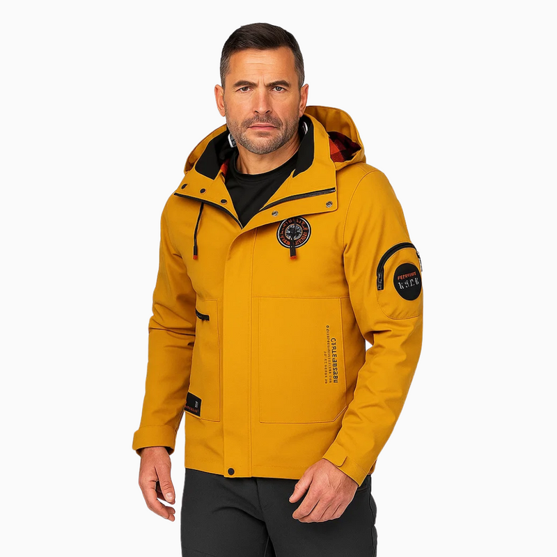 Light men's outdoor jacket, wind- and waterproof with hood – Torben