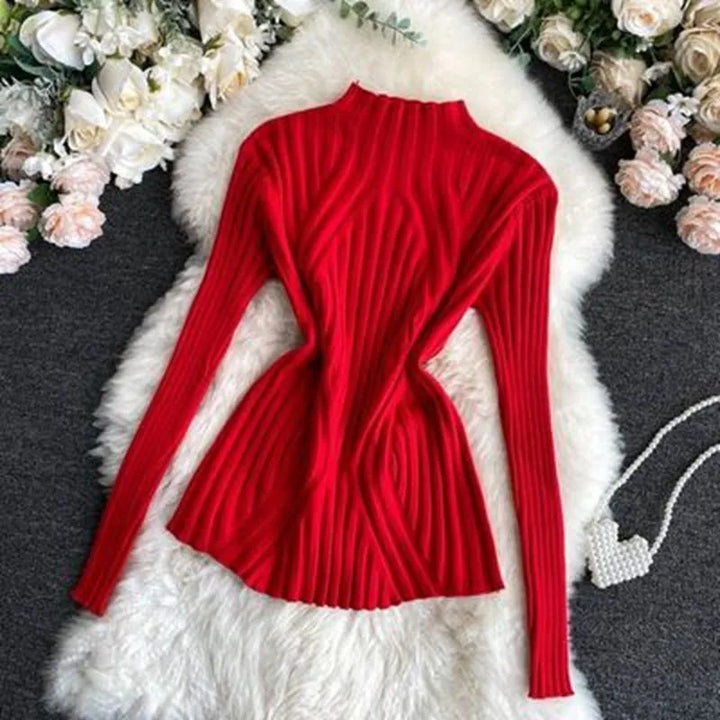 Ladies' knitted jumper with a roll neck and long sleeves – Elodie