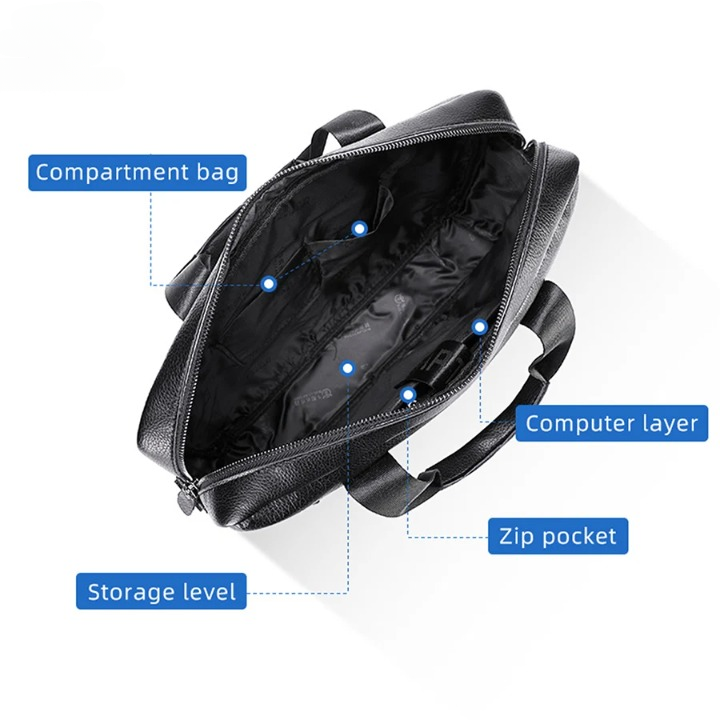 Men’s Genuine Leather Laptop Shoulder Bag 15.6 Inch