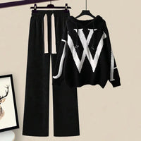 Ladies' Two-Piece Autumn Set with Knitted Sweater and Wide Trousers – Selina