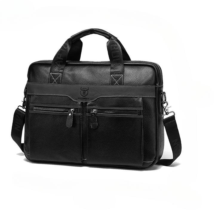Men’s Genuine Leather Laptop Shoulder Bag 15.6 Inch
