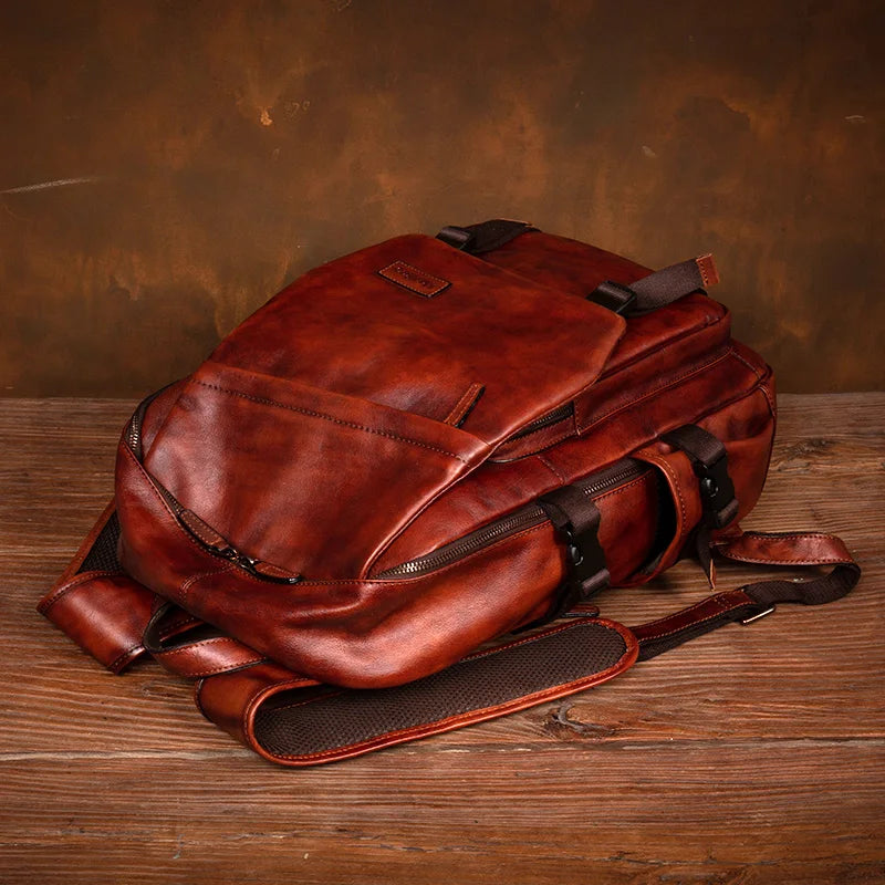 Handmade Vegetable-Tanned Leather Laptop Backpack