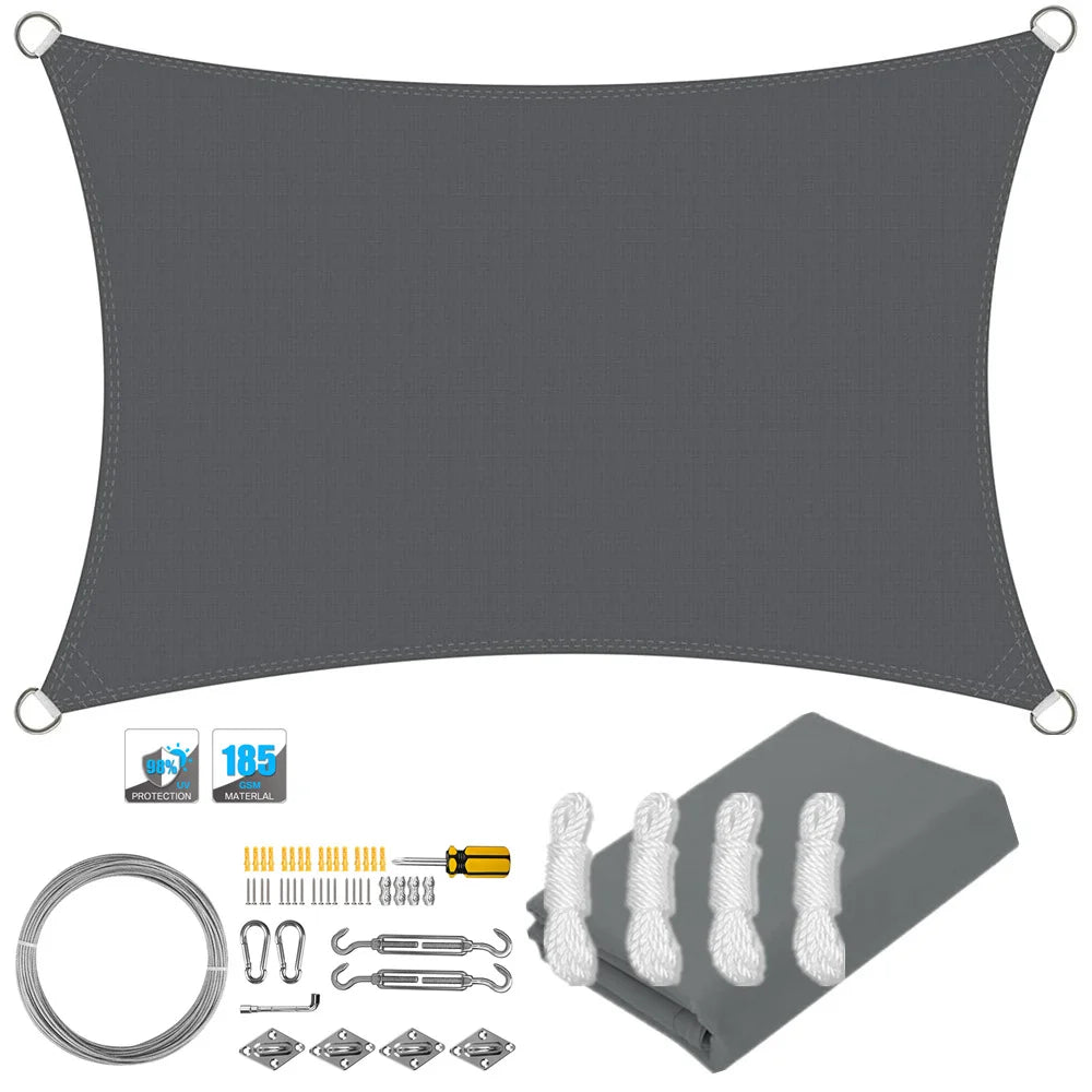 Waterproof Rectangular Sun Shade Sail with UV Protection & Mounting Kits – ShadeGuard