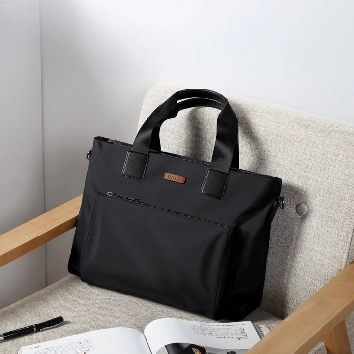 Men’s Canvas Business Laptop Briefcase with Large Capacity