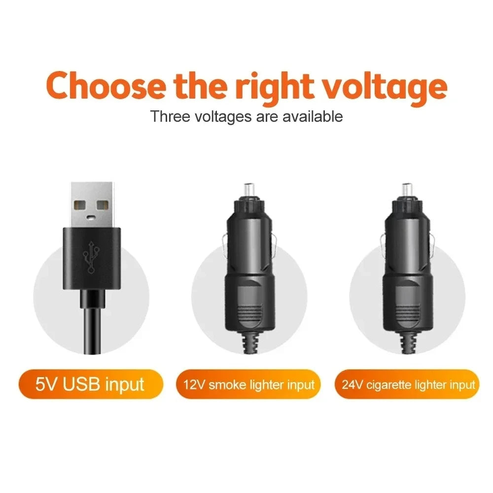 360° Adjustable 3-Head Car Fan USB/12V/24V – AirFlow