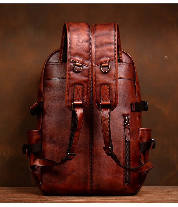 Handmade Vegetable-Tanned Leather Laptop Backpack