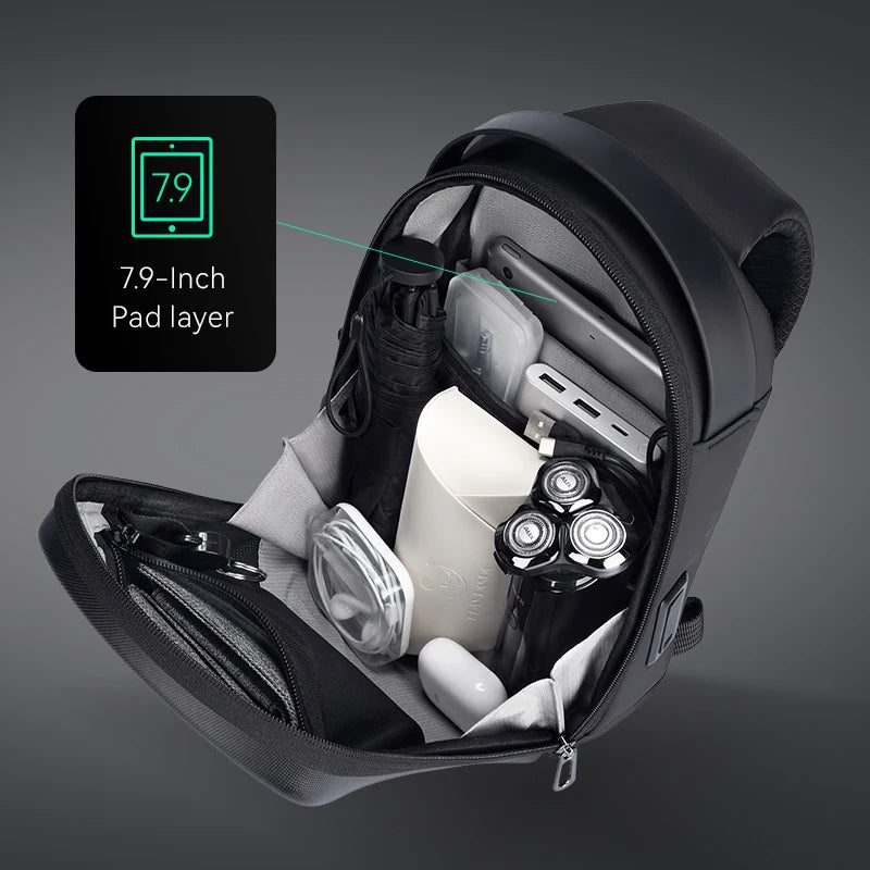 Waterproof Hard-Shell Crossbody Bag with USB Port