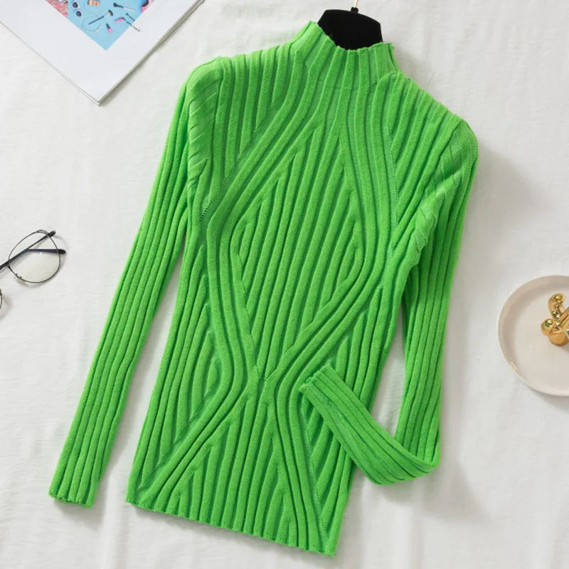 Ladies' knitted jumper with a roll neck and long sleeves – Elodie