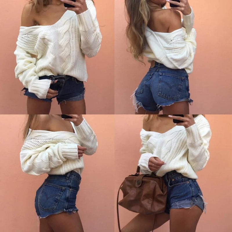 Ladies' oversized knitted sweater with long sleeves – Thalia