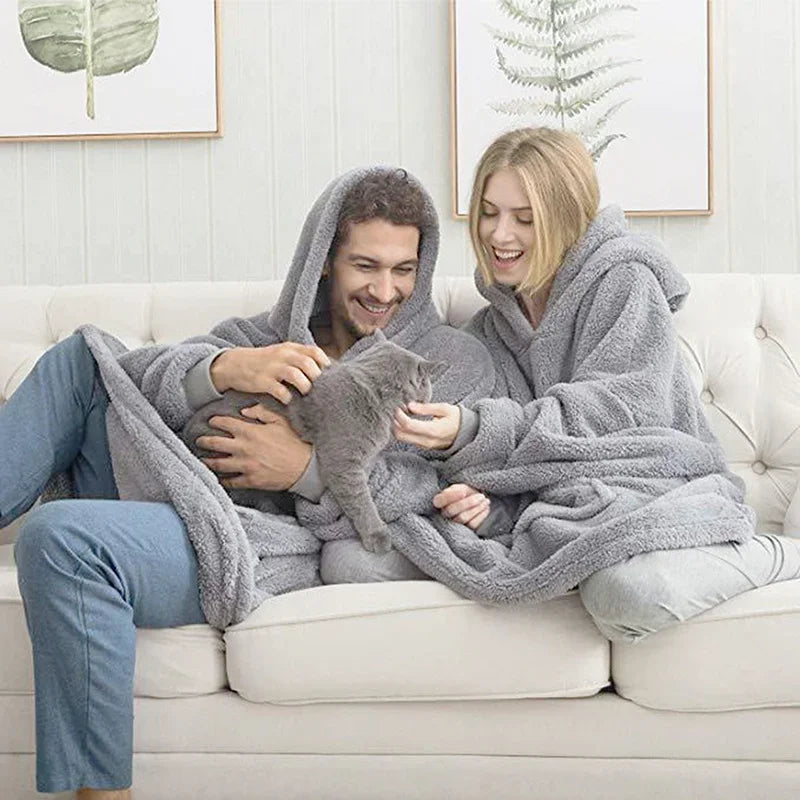 Oversized flannel blanket hoodie for men & women – FleeceHaven