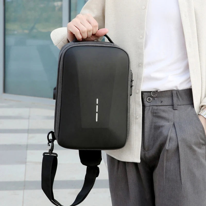 Secure Crossbody Travel Bag with Lock & USB Charging – Men's Shoulder Pack