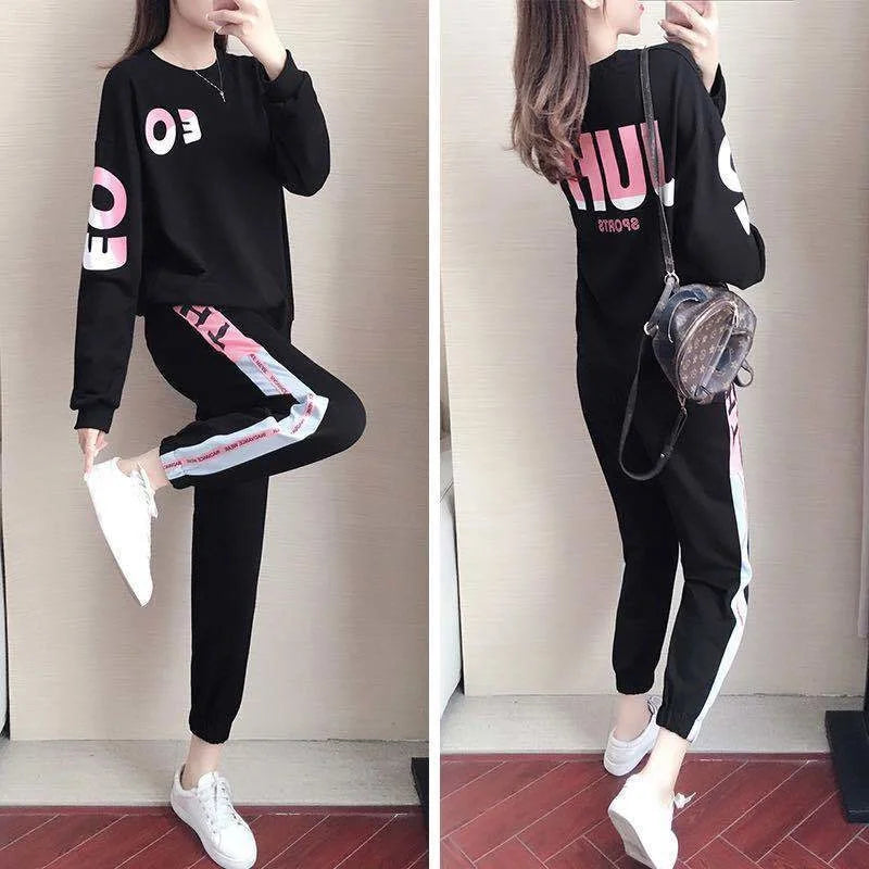Ladies' tracksuit two-piece set with sweater and trousers – Leona