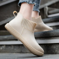 Ladies' waterproof rain ankle boots with knitted shaft & non-slip sole – Liora