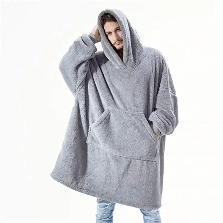 Oversized flannel blanket hoodie for men & women – FleeceHaven
