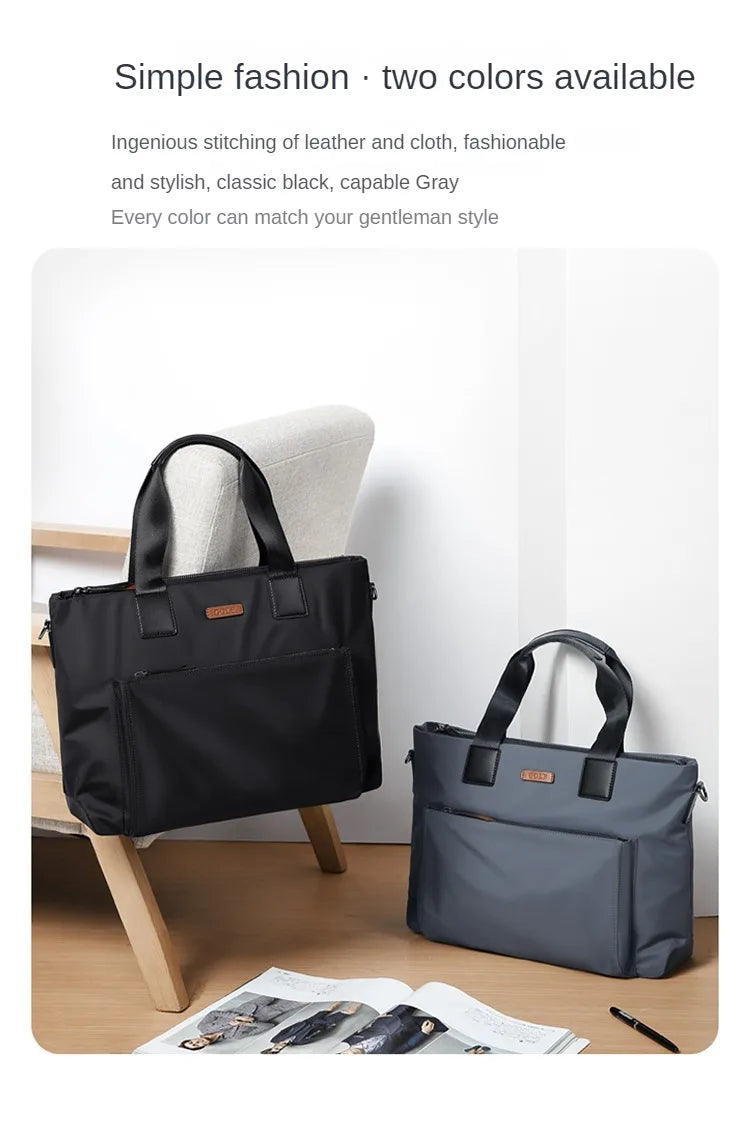 Men’s Canvas Business Laptop Briefcase with Large Capacity