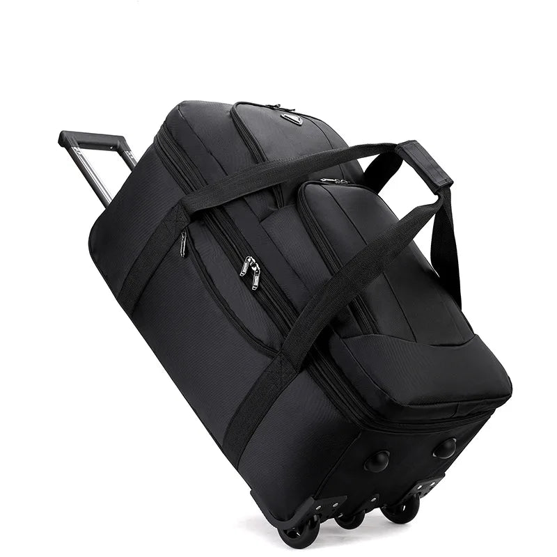 Large Oxford Cloth Trolley Travel Bag with Wheels – Foldable Design