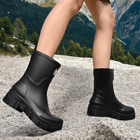 Ladies' Chelsea waterproof ankle boots with block heel & patterned sole – Saphira