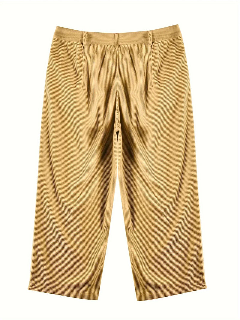 Ladies' corduroy trousers with a high waist and straight cut – Elvira