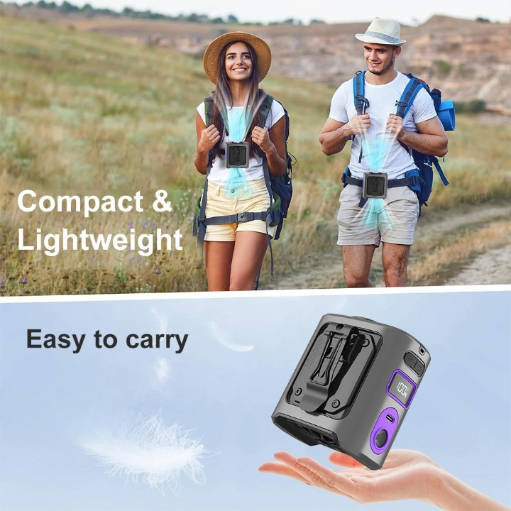 8000mAh Portable Cooling Waist Fan with Power Bank & LED Light – FrostBreeze